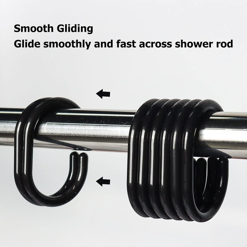 Ulable Premium Plastic Shower Curtain Rings Shower Curtain Hooks Gliding on Standard Shower Rods Easy Snap Closure (C Shape,Black,24Pcs) - Image 3